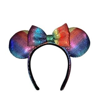 Tokyo Disney Minnie Mouse Rainbow Sequin Ears Headband